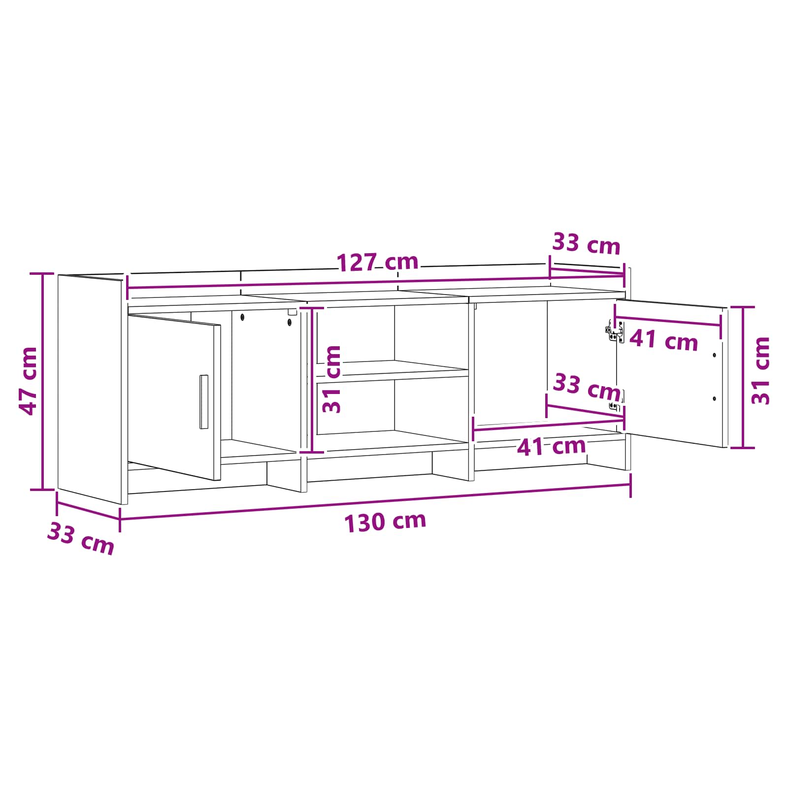 TV ormar 130 x 33 x 47 cm Hrast sonoma Konstruirano drvo