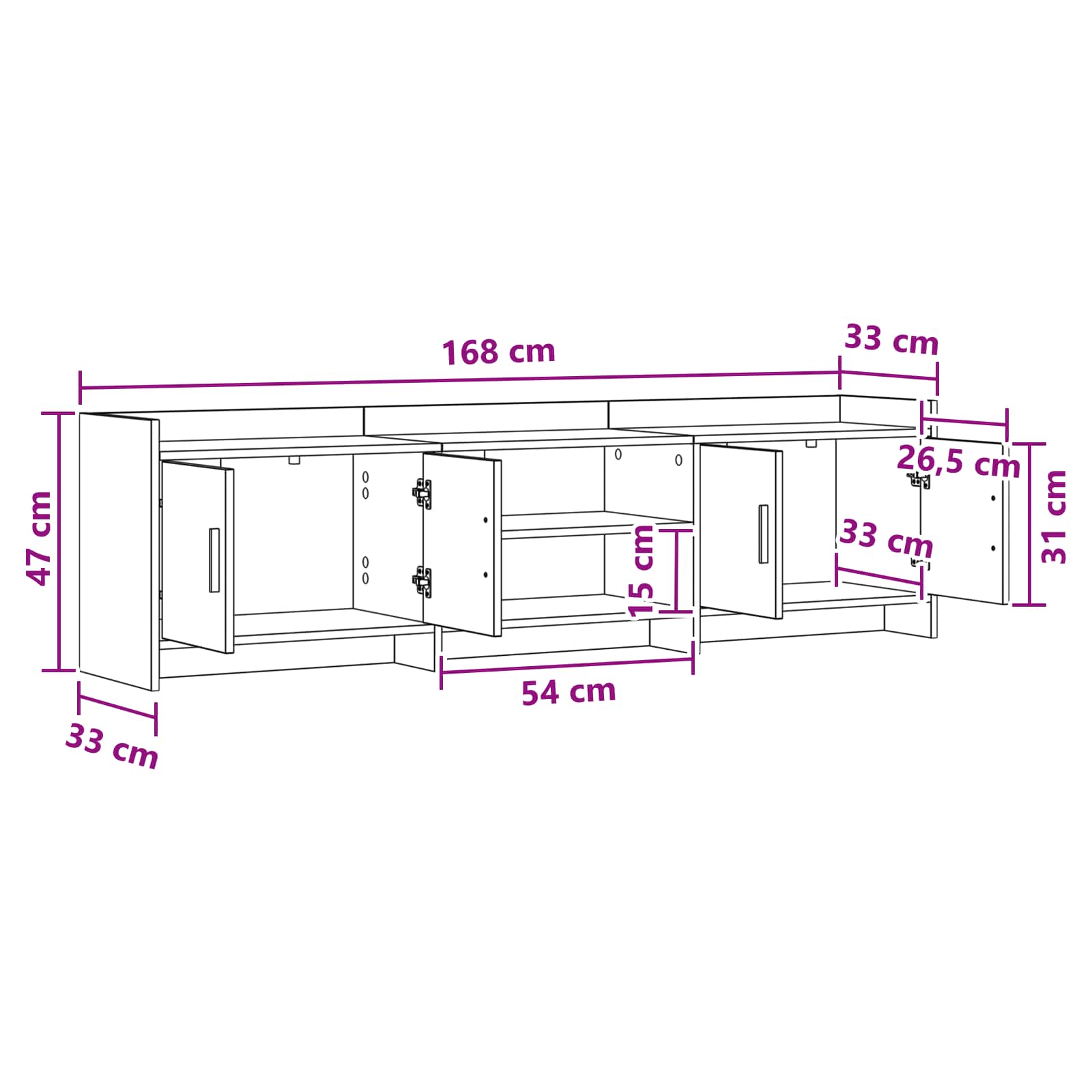 TV ormar 168 x 33 x 47 cm Betonska siva Konstruirano drvo