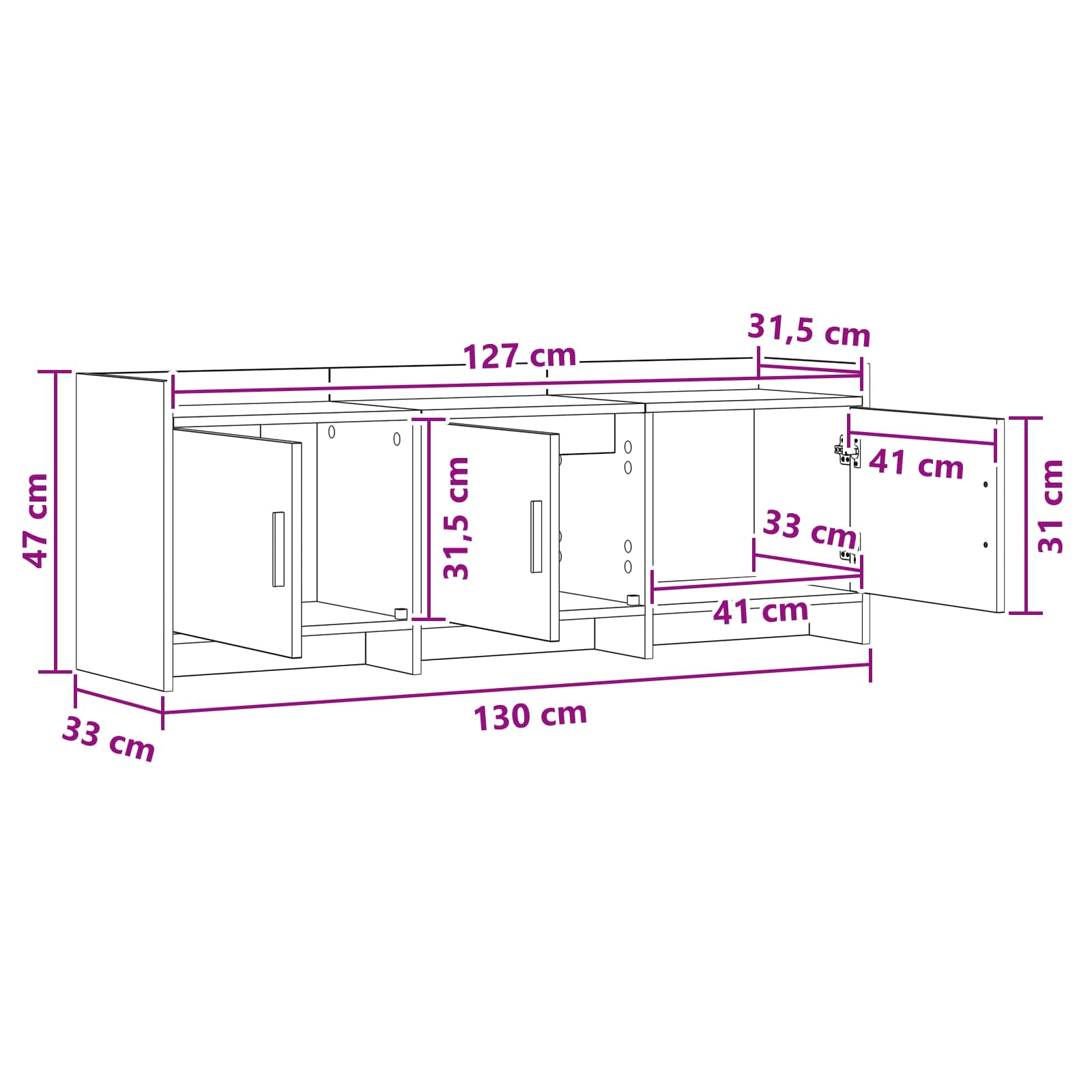TV ormar 130 x 33 x 47 cm Hrast artisan Konstruirano drvo