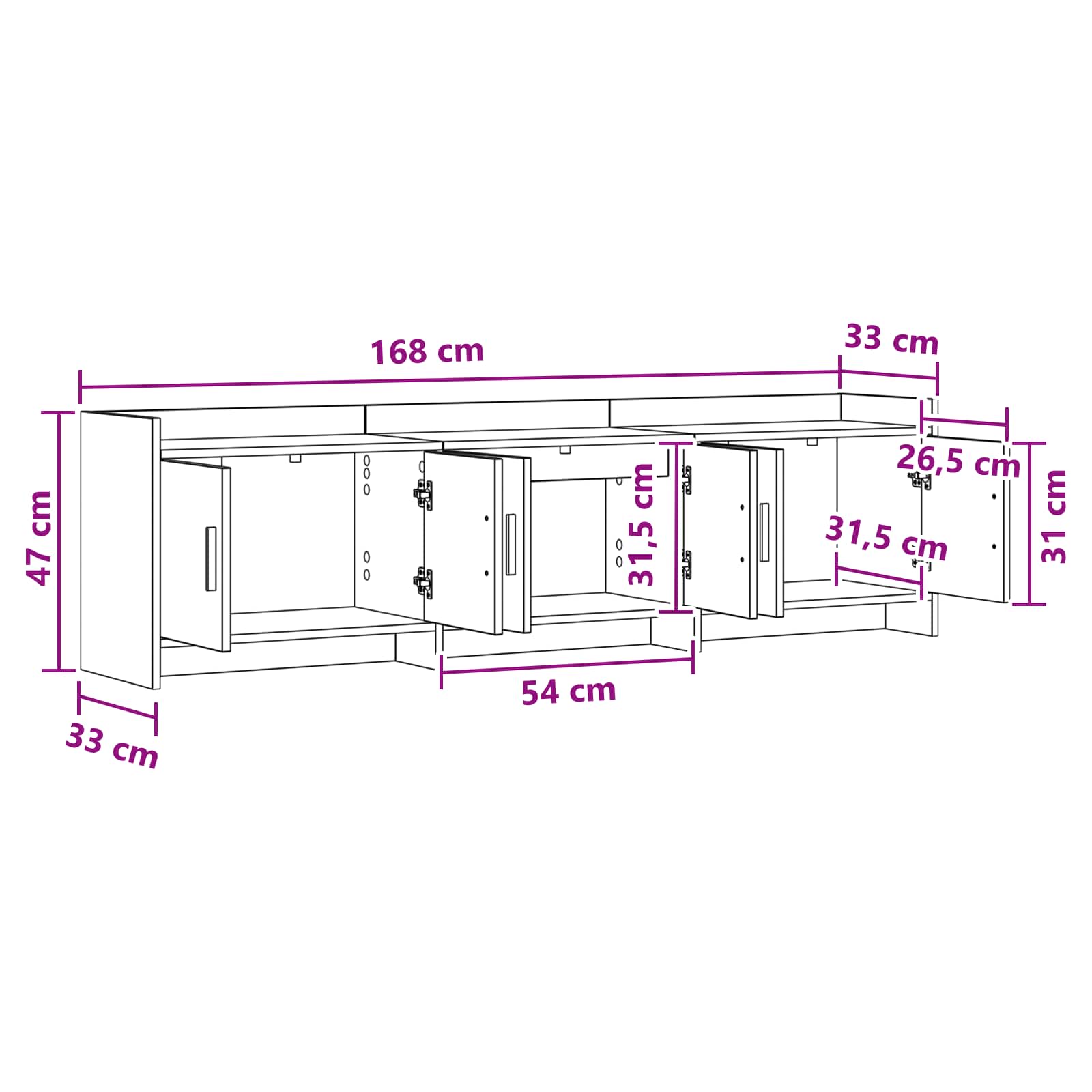 TV ormar 168 x 33 x 47 cm Betonska siva Konstruirano drvo