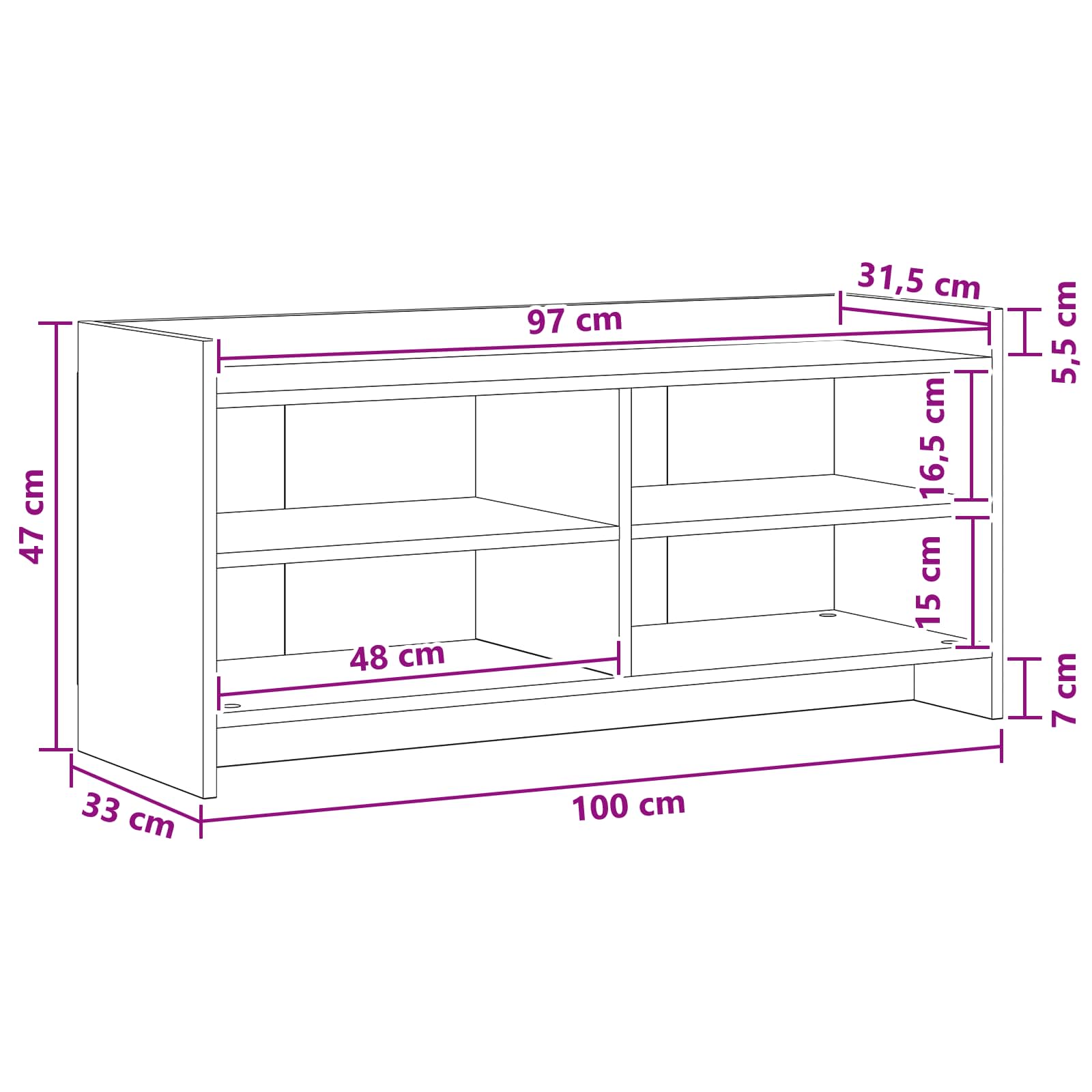 TV ormar 100 x 33 x 47 cm Crni hrast Konstruirano drvo