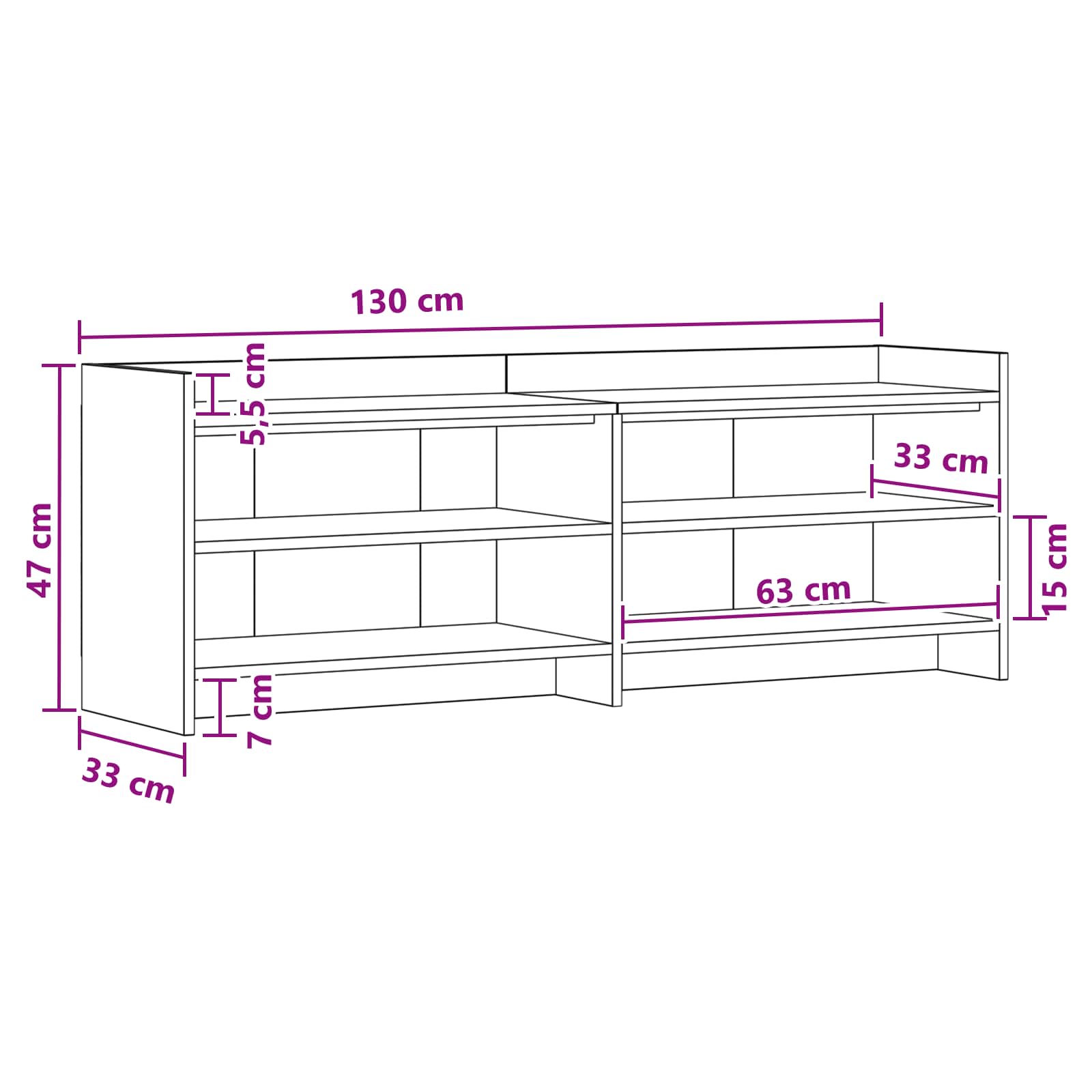 TV ormar 135 x 33 x 47 cm Siva Sonoma Konstruirano drvo