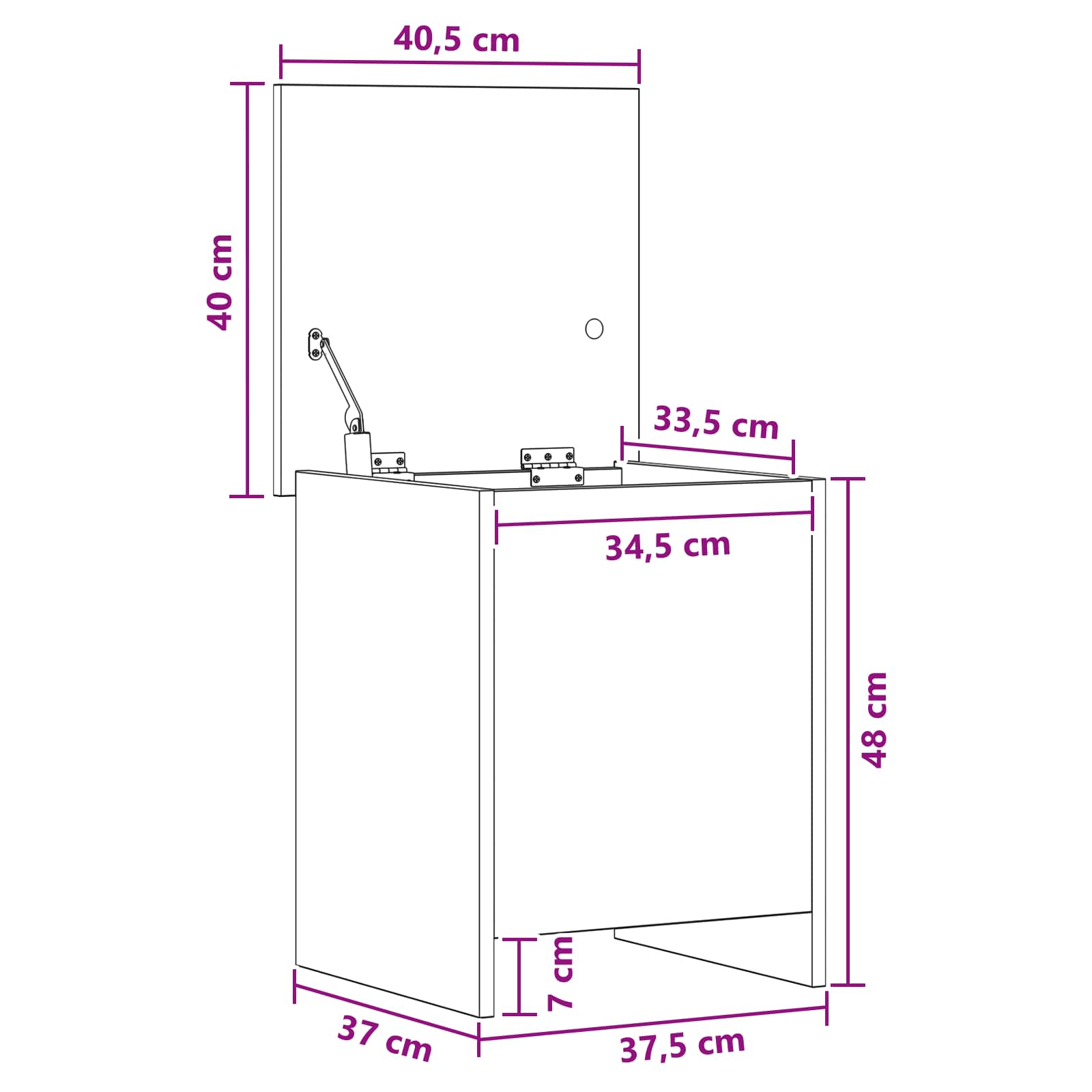 Skladišni kovčeg Crni hrast 40 x 40 x 50 cm Konstruirano drvo