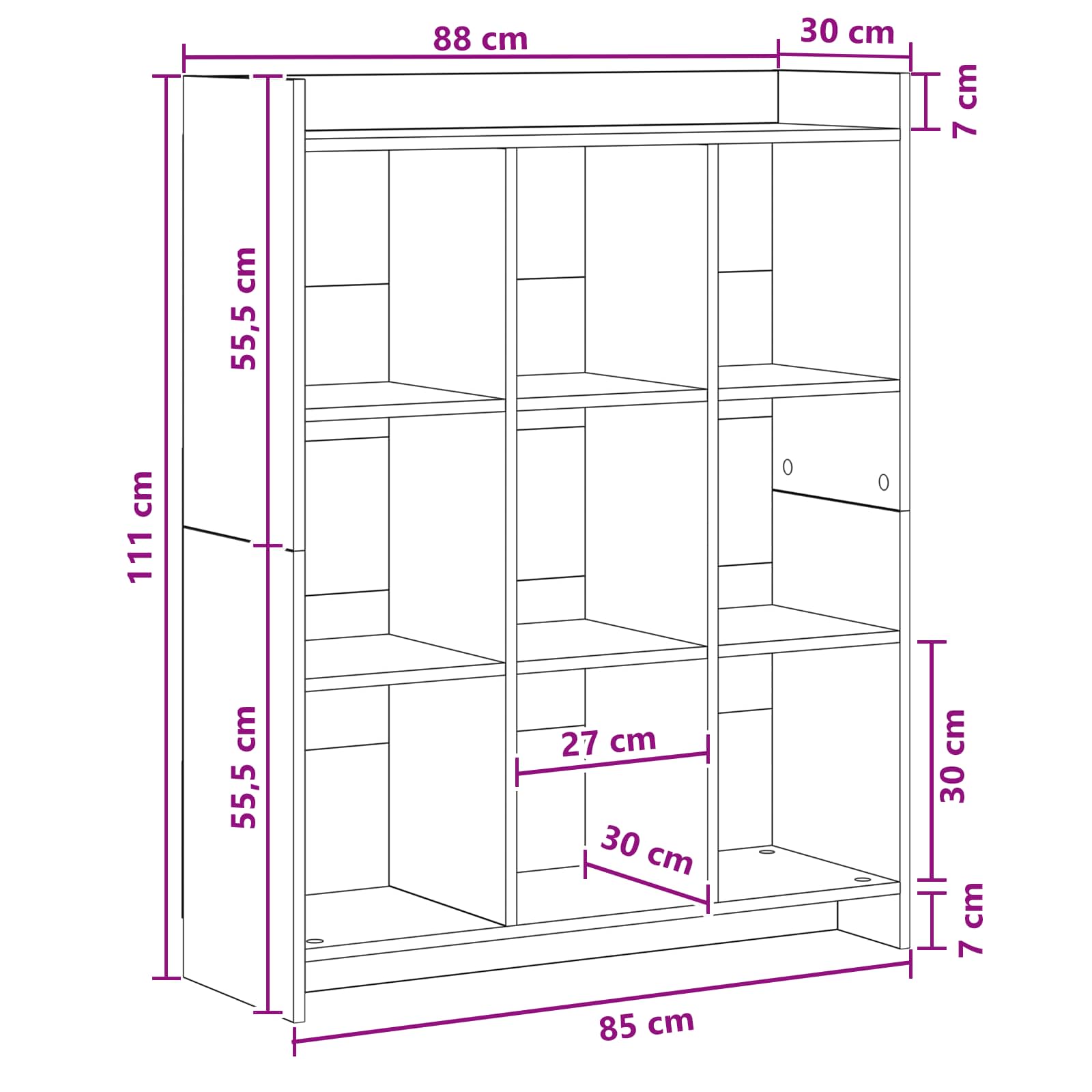 Police za knjige Staro drvo 87,5 x 30 x 111 cm