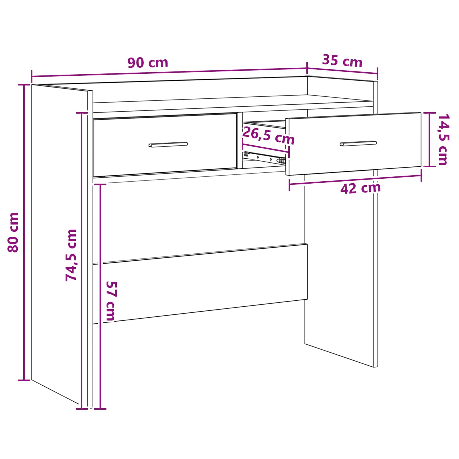 Konzolna stolica Hrast sonoma 90 x 35 x 80 cm Konstruirano drvo