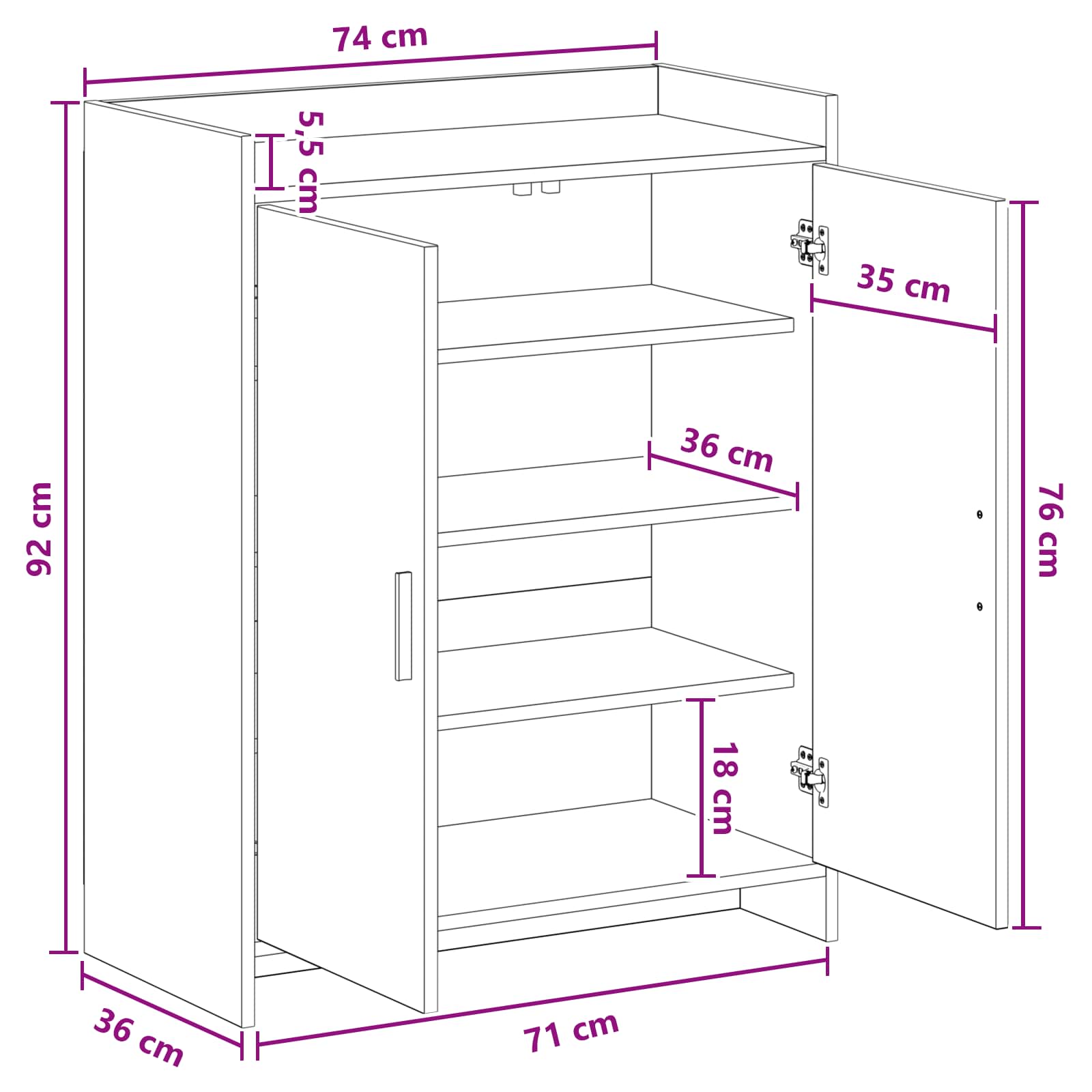 Ormar za cipele s pohranom Dimljeni hrast 73,5 x 36 x 92 cm