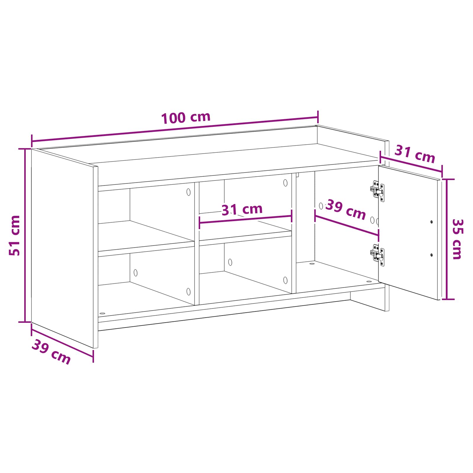 Ormar za cipele s pohranom Betonska siva 100 x 39,5 x 51 cm