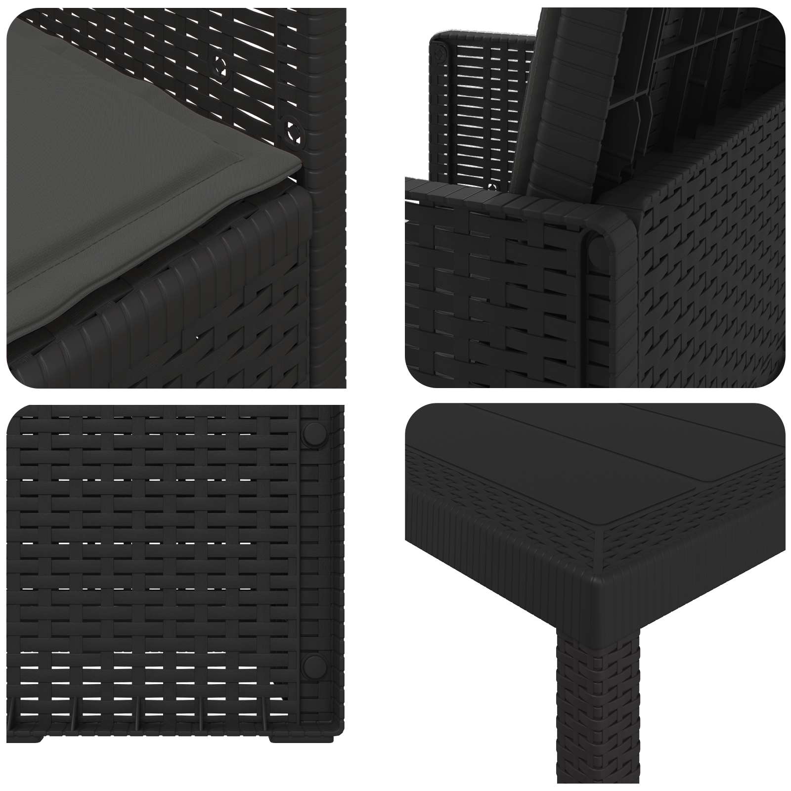 Vrtni set za objed s jastukom 3 pcs Antracit PP