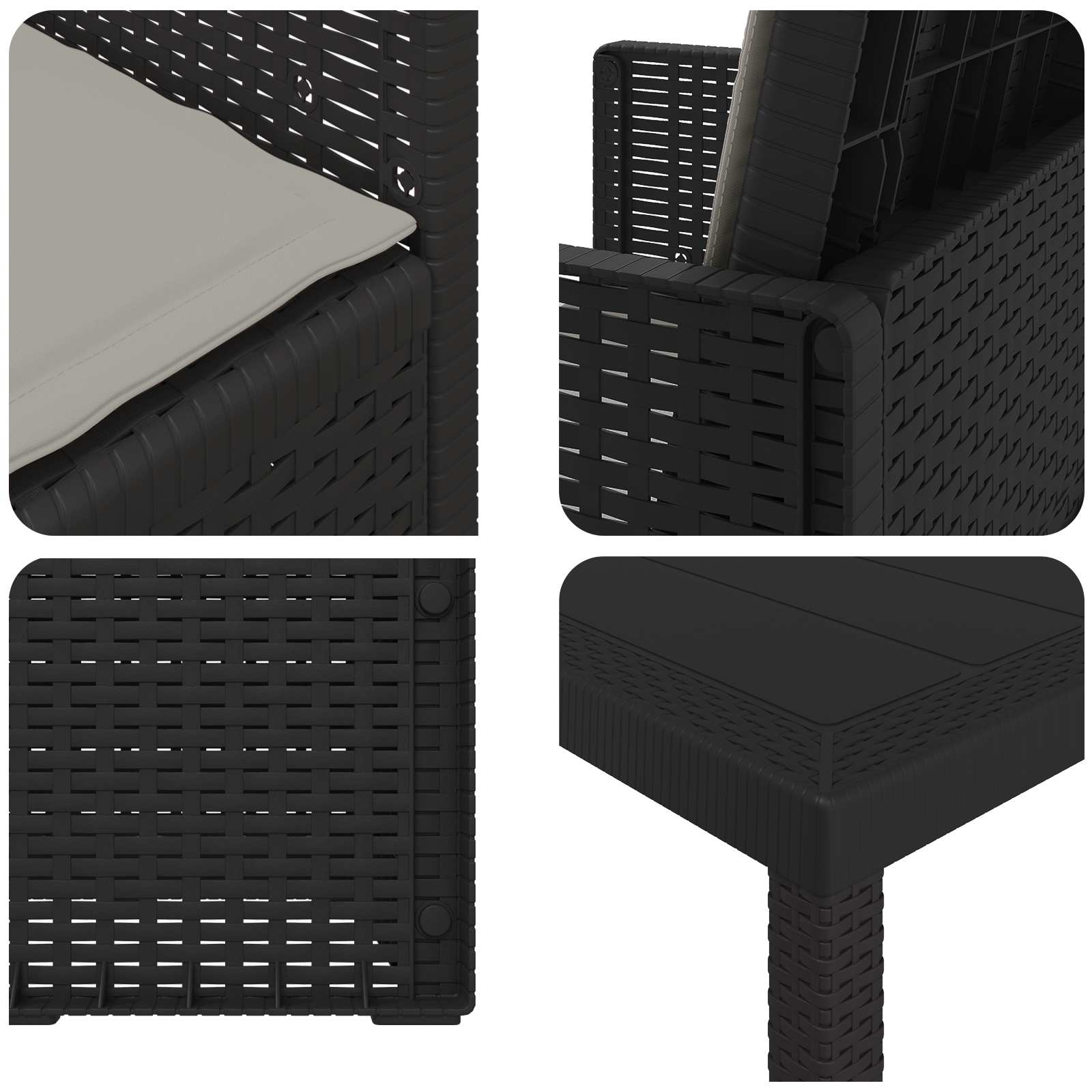 Vrtni set za objed s jastukom 3 pcs Antracit i Svjetlosiva PP