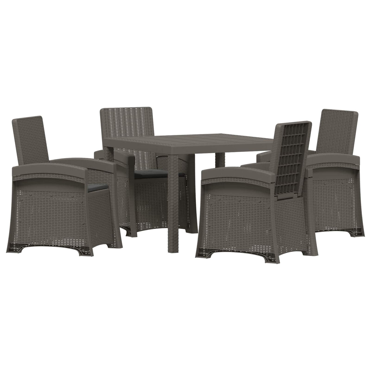 Vrtni set za objed 5 kom. Svjetlosiva i antracit PP 100 cm