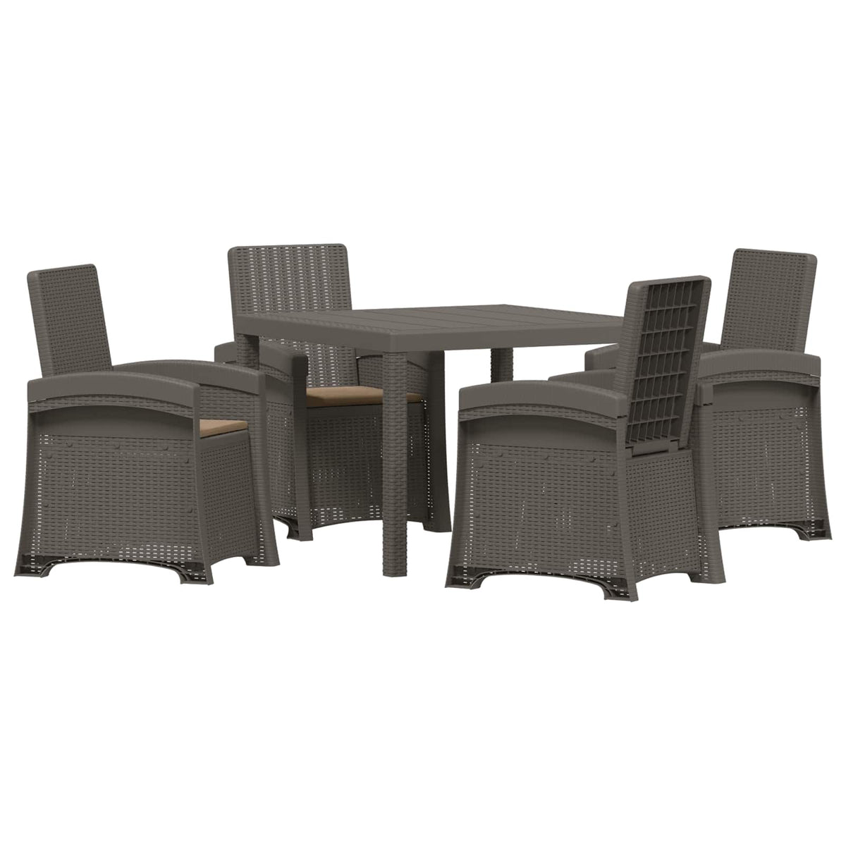 Vrtni set za objed 5 kom. Svijetlosiva i taupe PP Svjetlosiva 100 cm