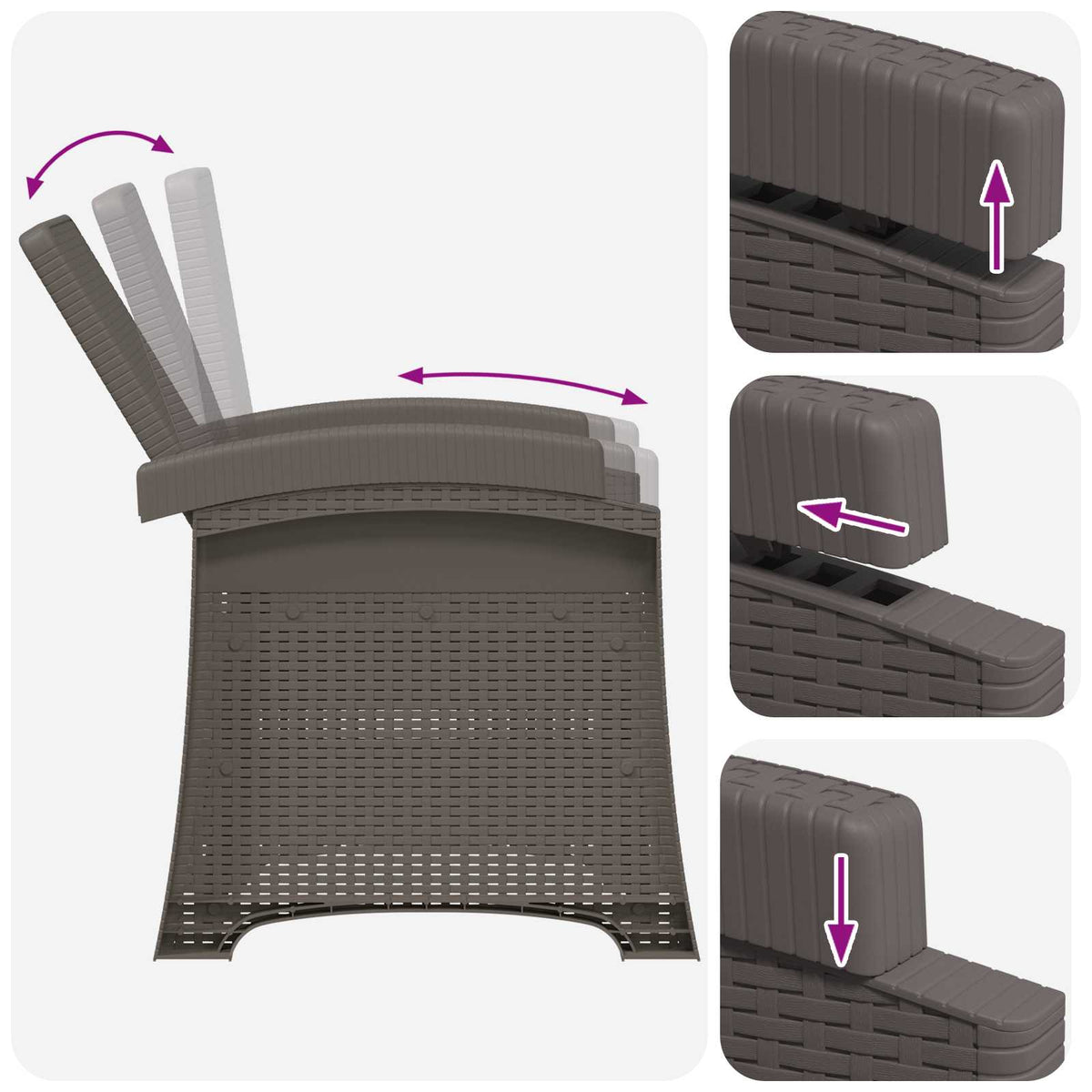 Vrtni set za objed 5 kom. Svjetlosiva PP 100 cm
