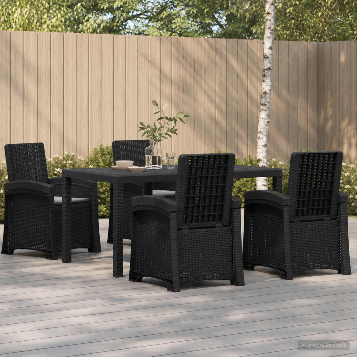Vrtni set za objed 5 kom. Antracit PP 150 cm