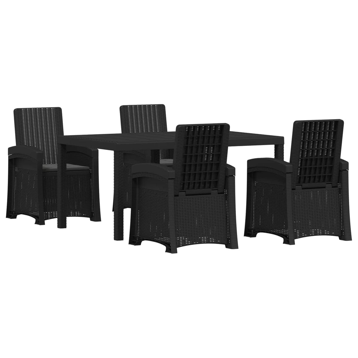 Vrtni set za objed 5 kom. Antracit PP 150 cm