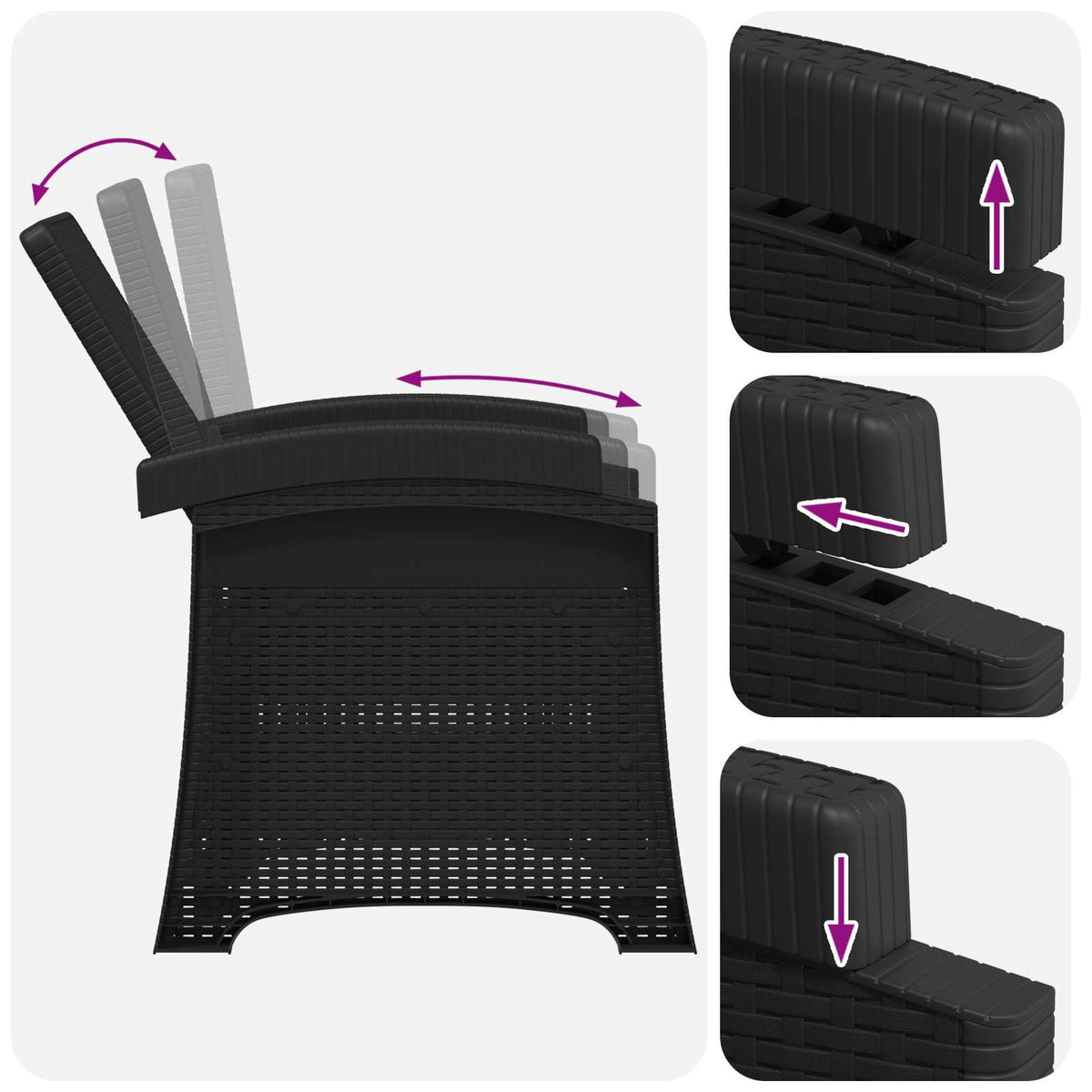 Vrtni set za objed 5 kom. Antracit i sivosmeđa PP 150 cm