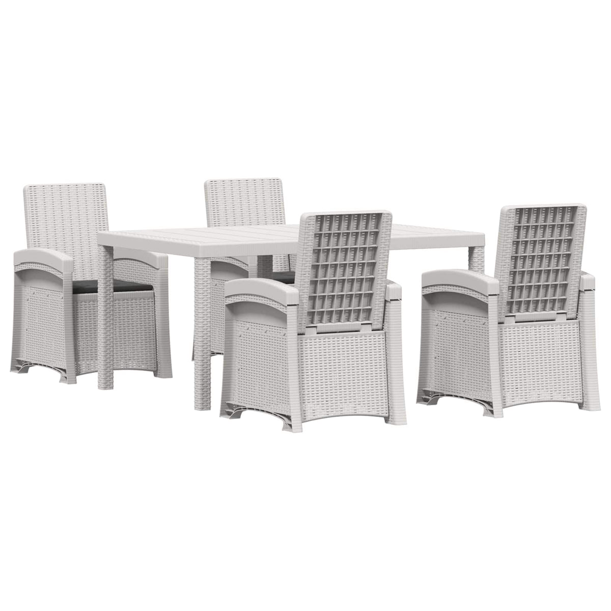 Vrtni set za objed 5 kom. Bijela i antracit PP 150 cm