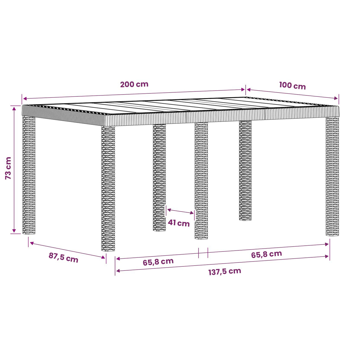 Vrtni set za objed 5 kom. Bijela i sivosmeđa PP 150 cm