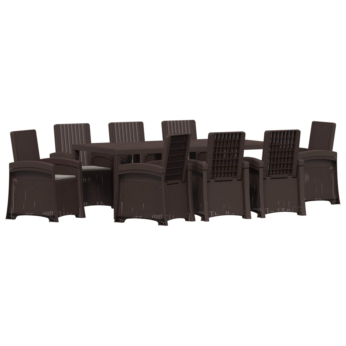 Vrtni set za objed 9 kom. Smeđa i svjetlosiva PP 200 cm
