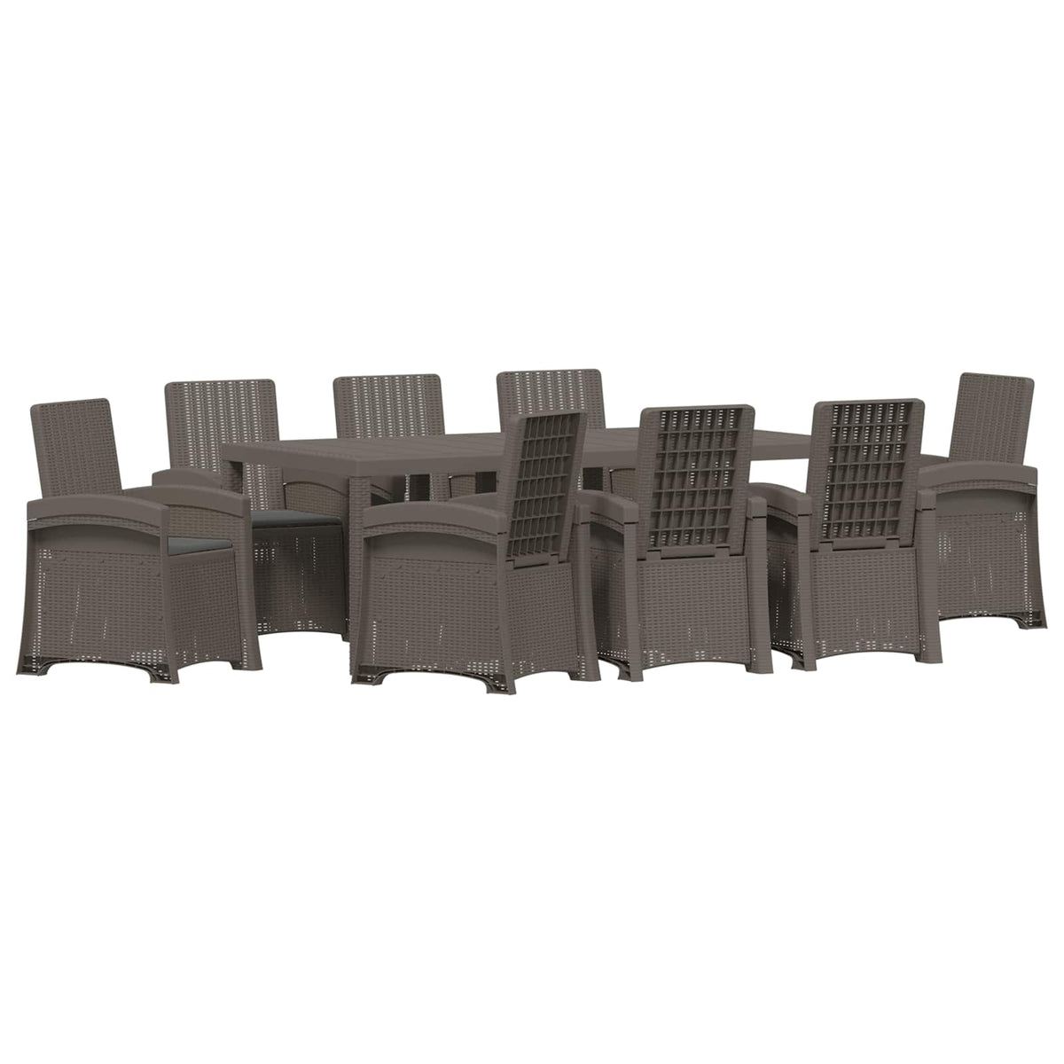 Vrtni set za objed 9 kom. Svjetlosiva i antracit PP 200 cm