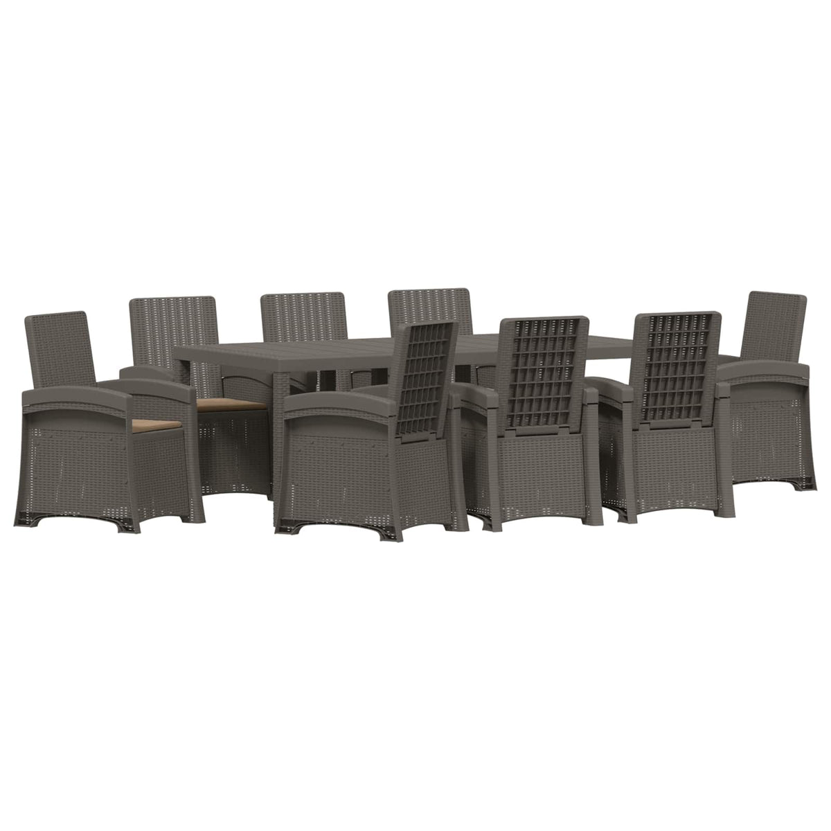 Vrtni set za objed 9 kom. Svijetlosiva i taupe PP Svjetlosiva 200 cm