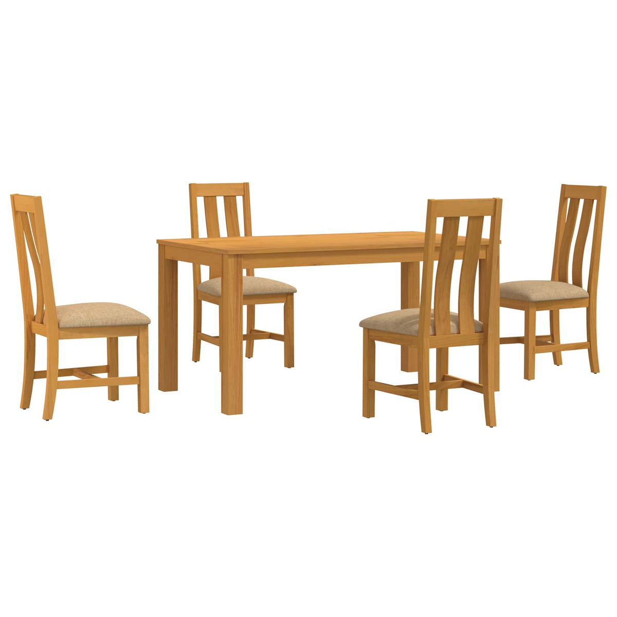 Blagovaonski set 5 kom. Bež Čvrsto Hrastovo Drvo 150 x 85 x 75 cm