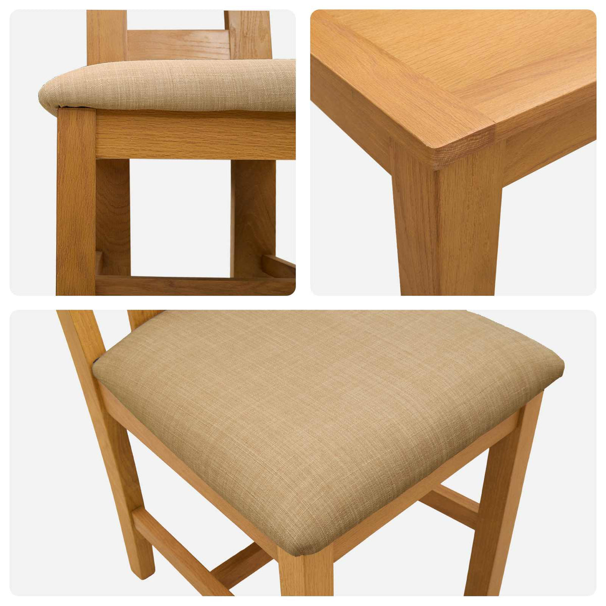 Blagovaonski set 5 kom. Bež Čvrsto Hrastovo Drvo 150 x 85 x 75 cm