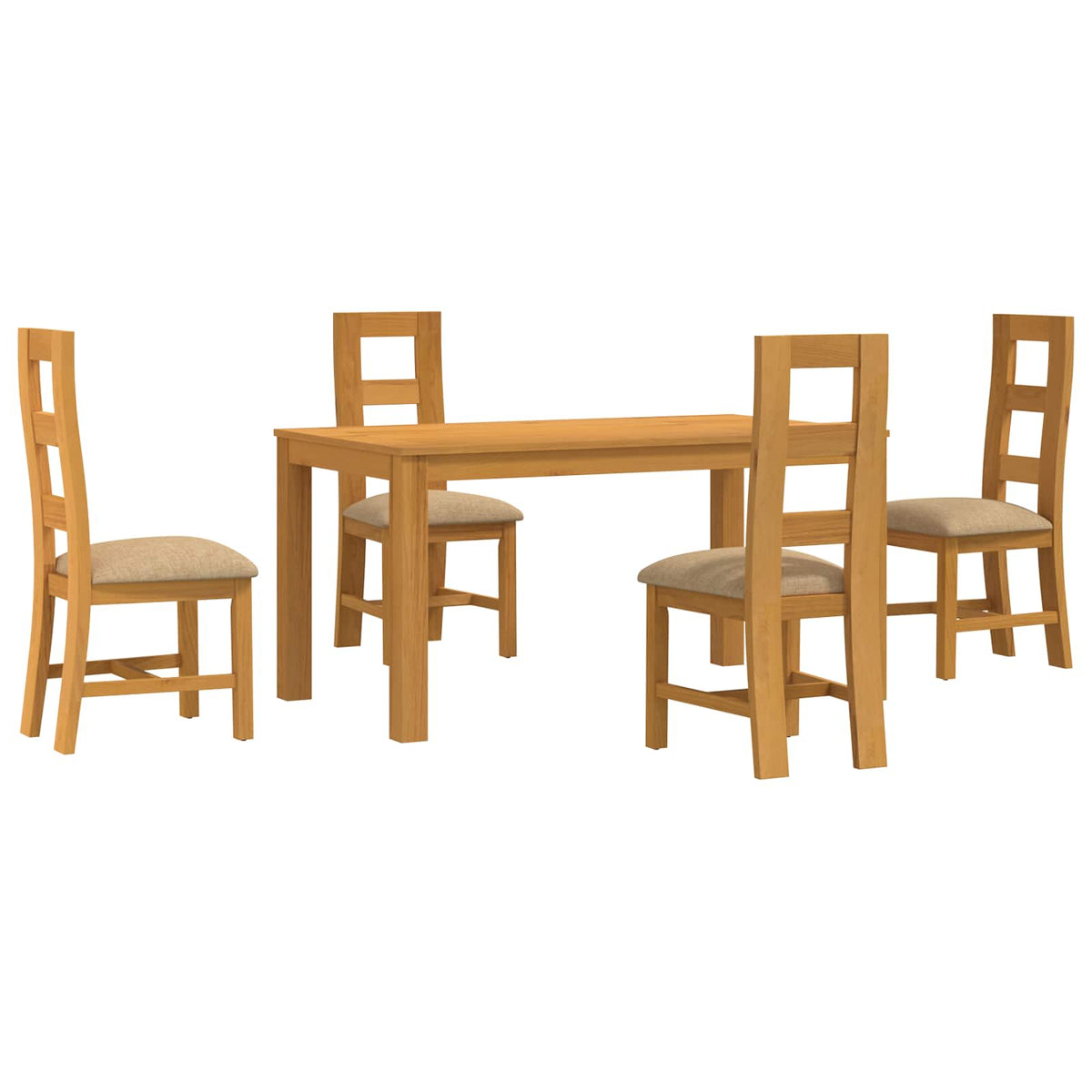 Blagovaonski set 5 kom. Bež Čvrsto Hrastovo Drvo 150 x 85 x 75 cm