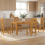 Blagovaonski set 5 kom. Siva Čvrsto Hrastovo Drvo 150 x 85 x 75 cm
