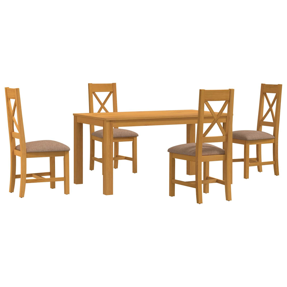Blagovaonski set 5 kom. Siva Čvrsto Hrastovo Drvo 150 x 85 x 75 cm