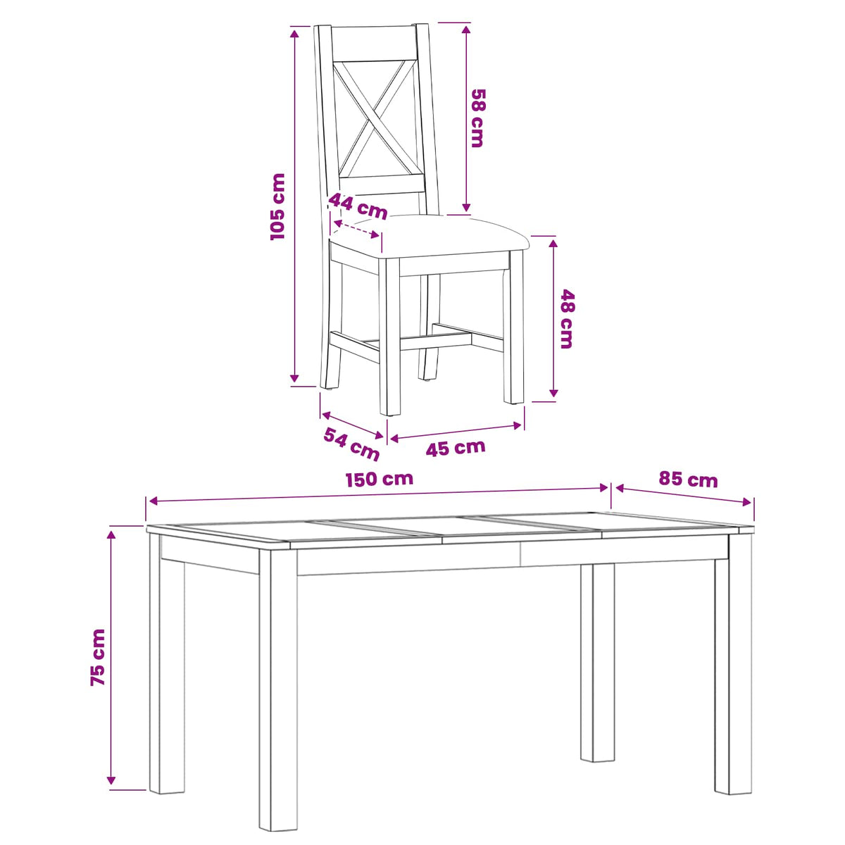 Blagovaonski set 5 kom. Siva Čvrsto Hrastovo Drvo 150 x 85 x 75 cm