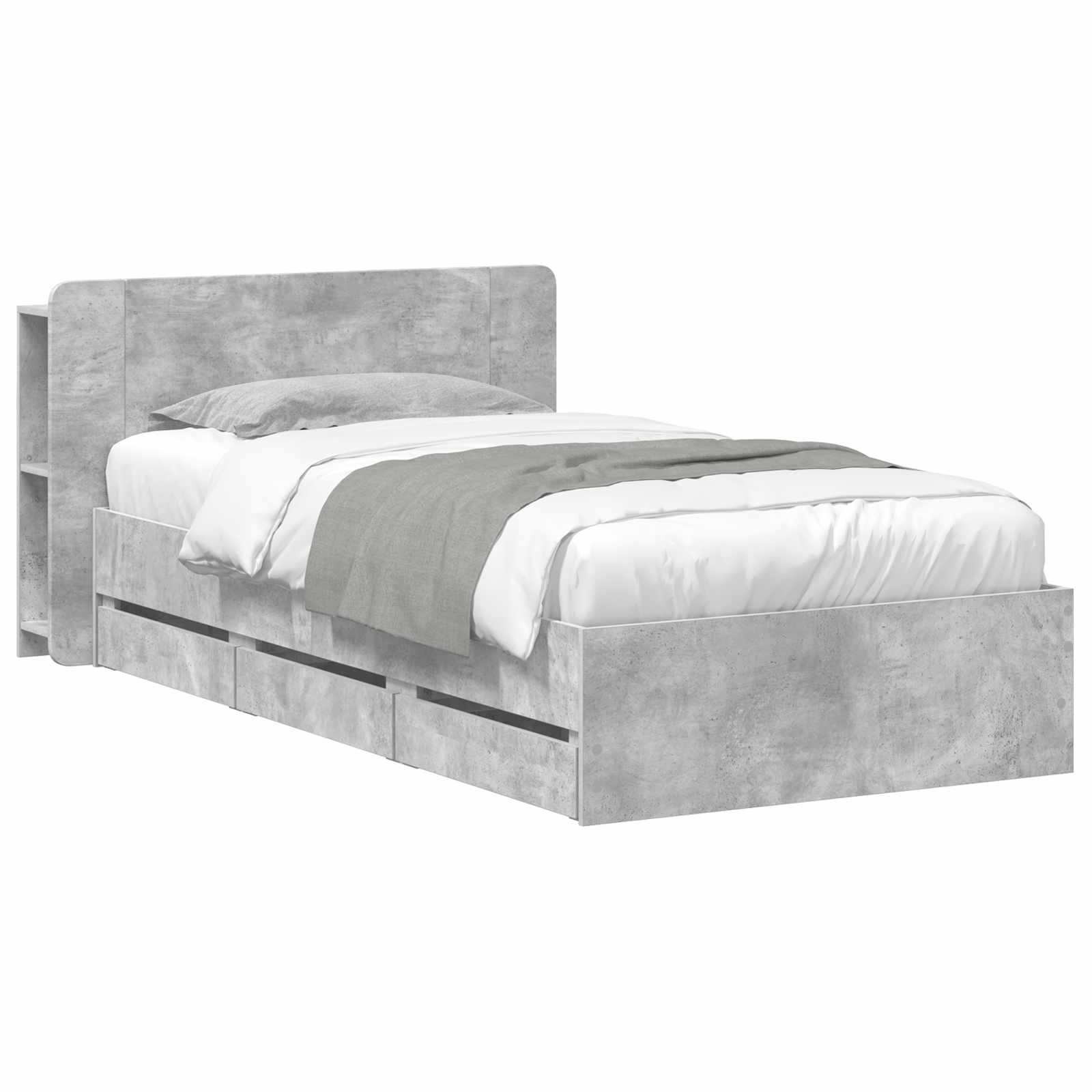 Okvir kreveta s pohranom s uzglavljem Betonska siva 90 x 190 cm