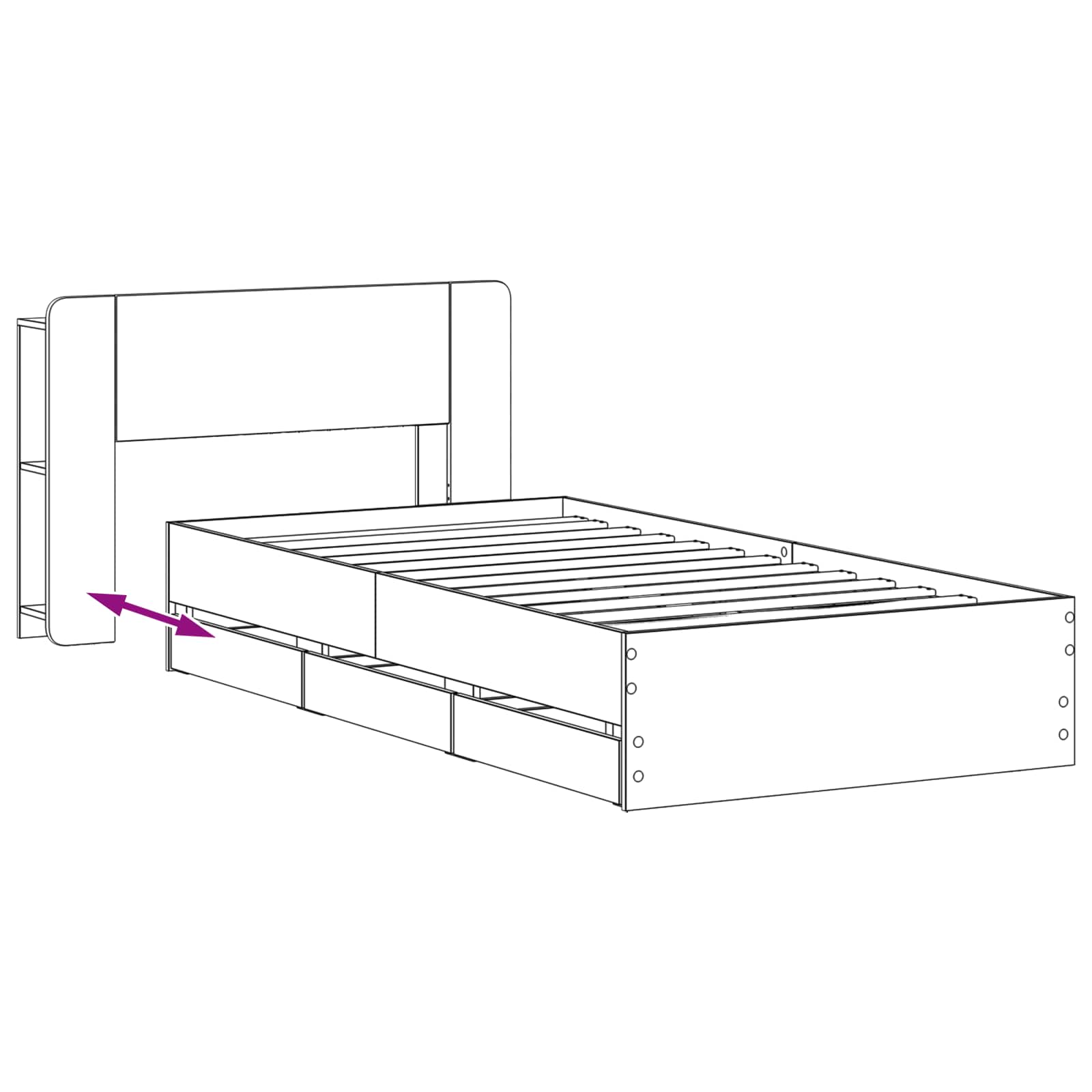 Okvir kreveta s pohranom s uzglavljem Betonska siva 90 x 190 cm