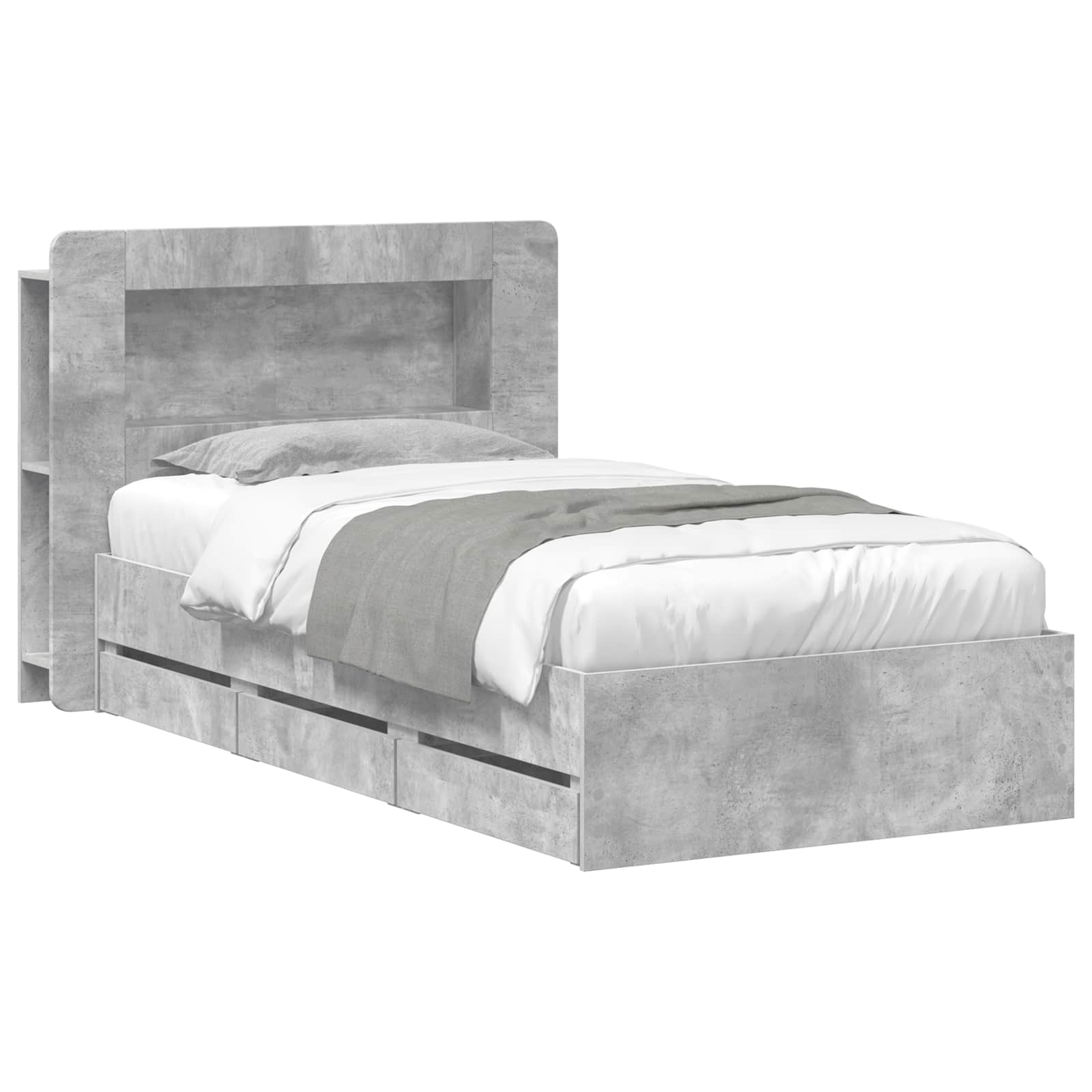 Okvir kreveta s pohranom s uzglavljem Betonska siva 90 x 190 cm