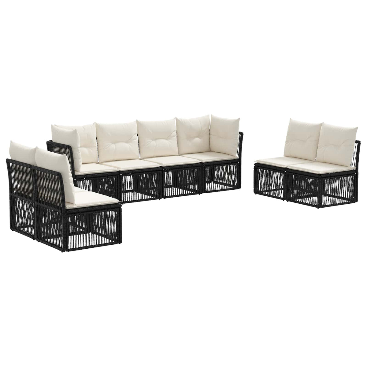Sjedeća garnitura za vrt 8 kom. Crna poliratan 62 x 62 x 70 cm