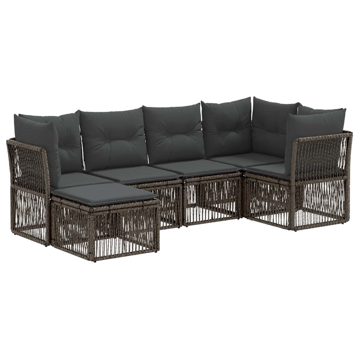 Sjedeća garnitura za vrt 6 kom. Siva poliratan 62 x 62 x 70 cm