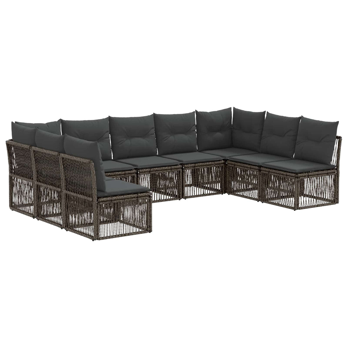 Sjedeća garnitura za vrt 9 kom. Siva poliratan 62 x 62 x 70 cm