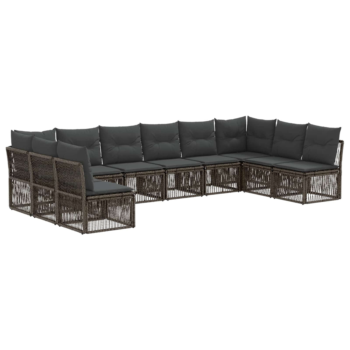 Sjedeća garnitura za vrt 10 kom. Siva poliratan 62 x 62 x 70 cm