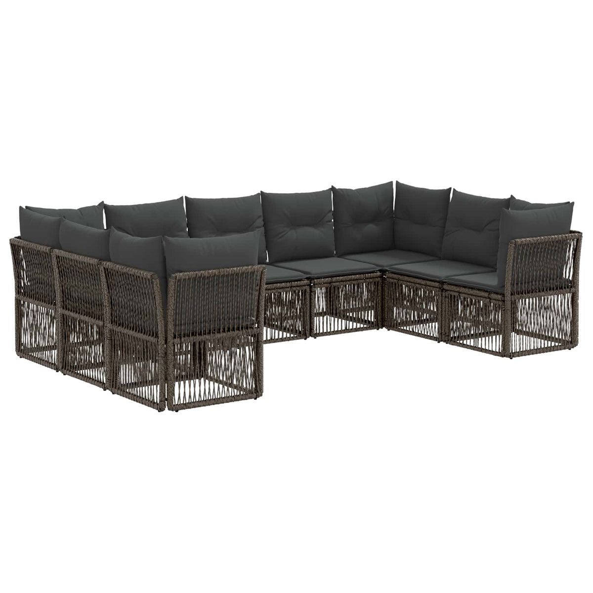 Sjedeća garnitura za vrt 9 kom. Siva poliratan 62 x 62 x 70 cm