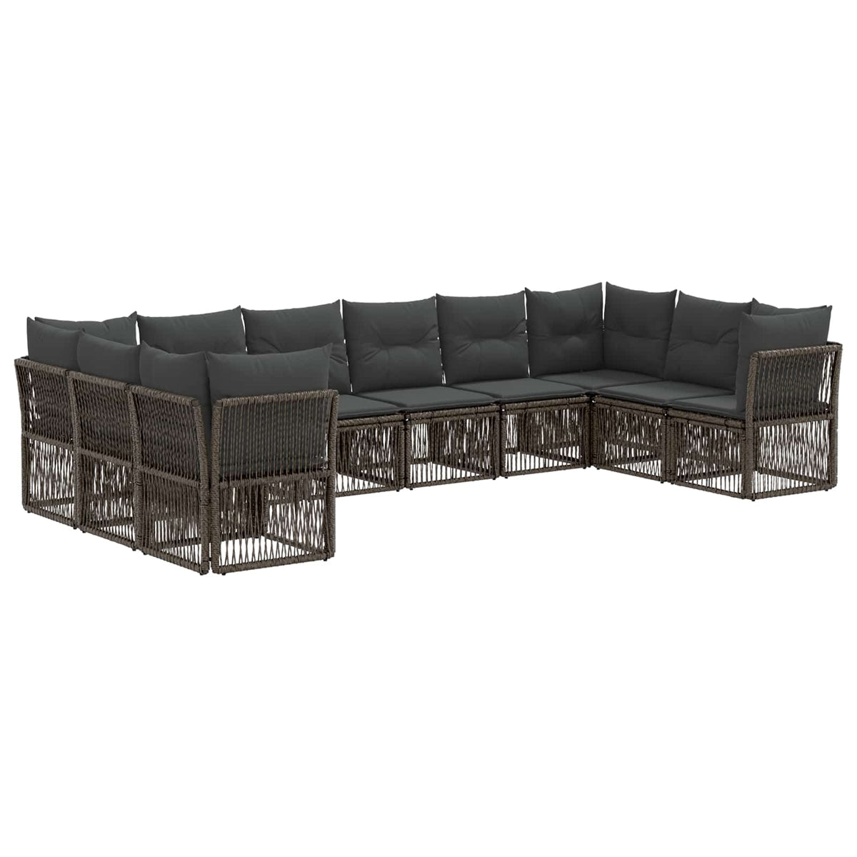 Sjedeća garnitura za vrt 10 kom. Siva poliratan 62 x 62 x 70 cm