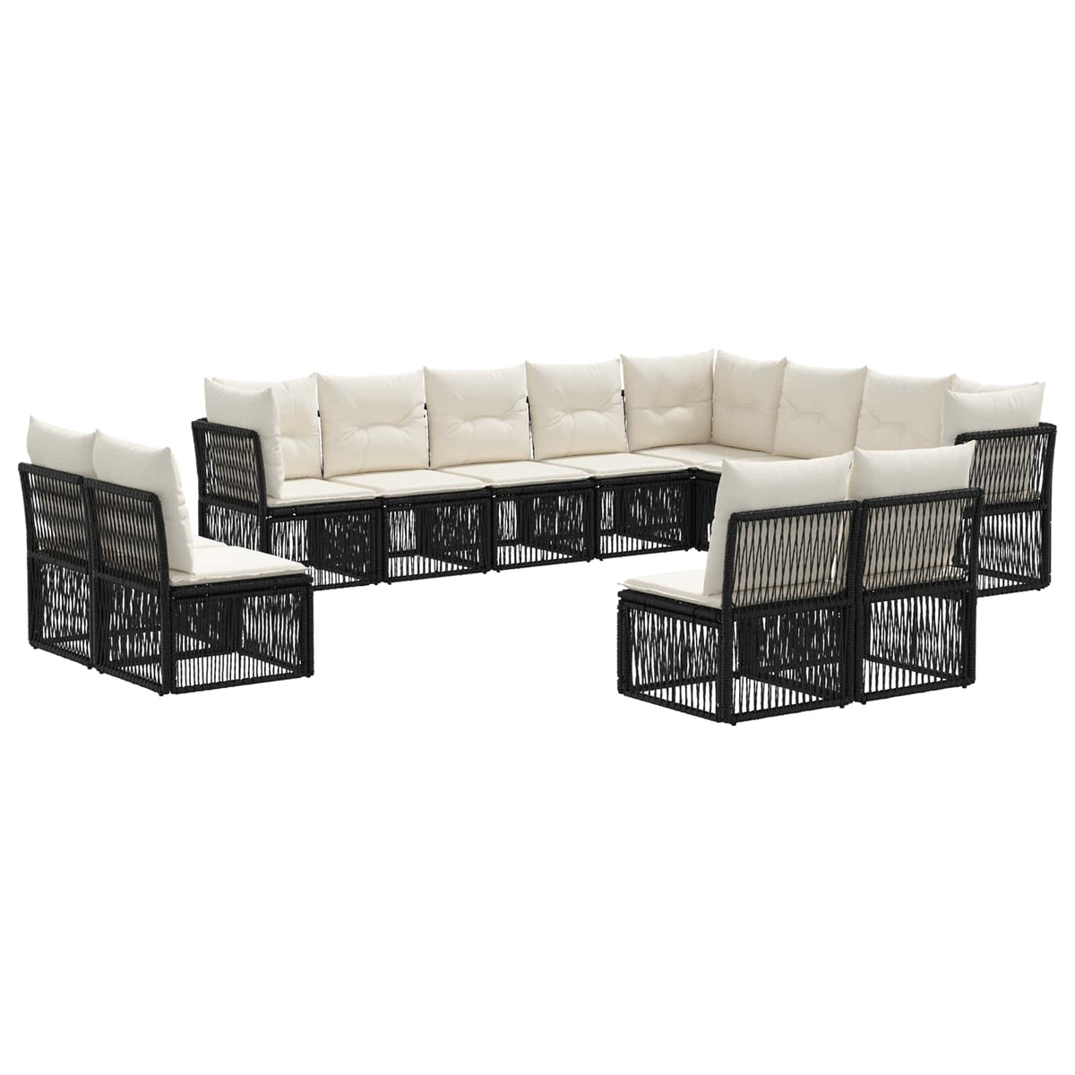 Sjedeća garnitura za vrt 12 kom. Crna poliratan 62 x 62 x 70 cm