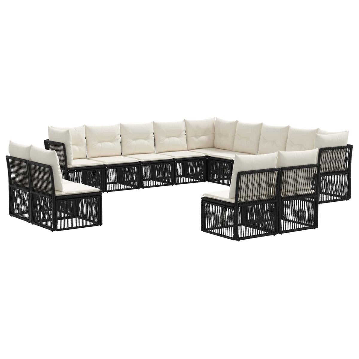 Sjedeća garnitura za vrt 13 kom. Crna poliratan 62 x 62 x 70 cm