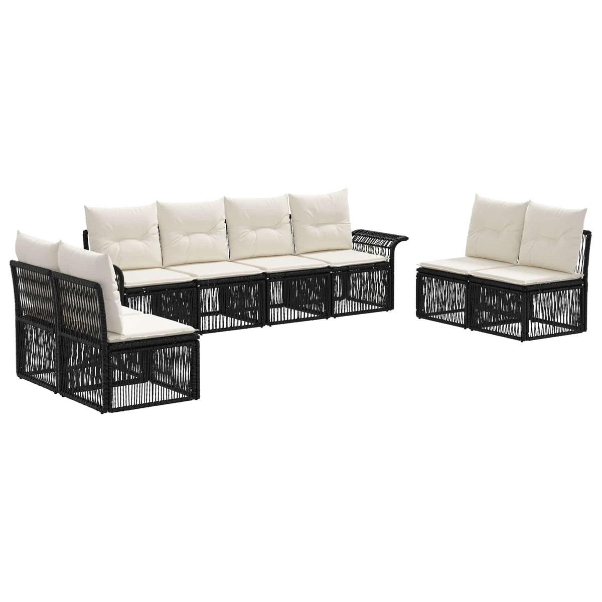 Sjedeća garnitura za vrt 8 kom. Crna poliratan 70,5 x 62 x 70 cm