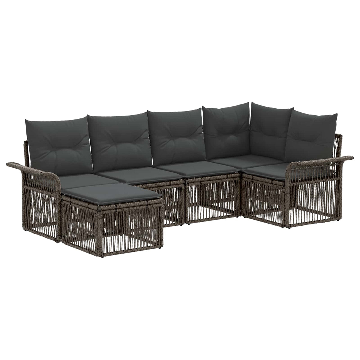 Sjedeća garnitura za vrt 6 kom. Siva poliratan 70.5 x 62 x 70 cm