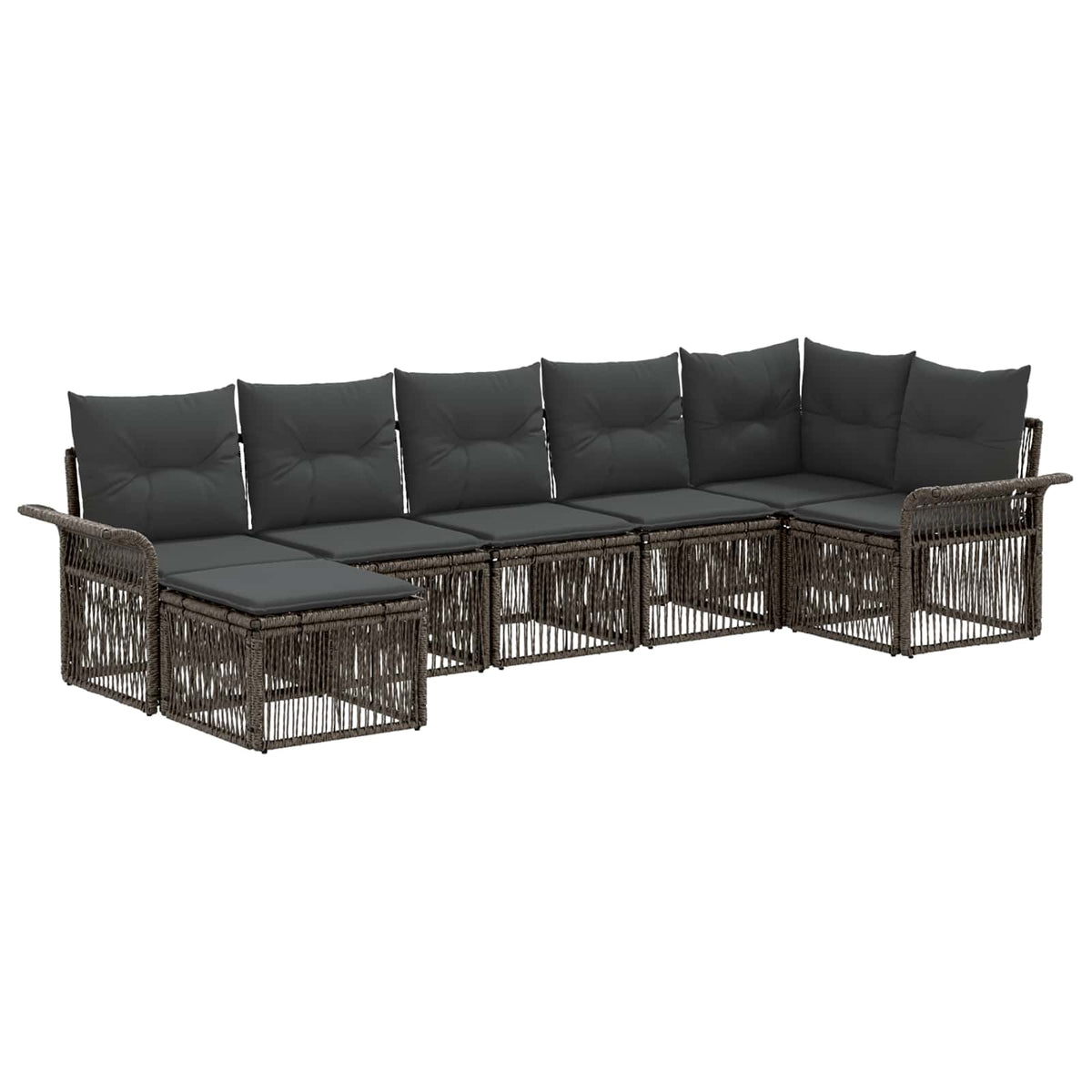 Sjedeća garnitura za vrt 7 kom. Siva poliratan 70.5 x 62 x 70 cm