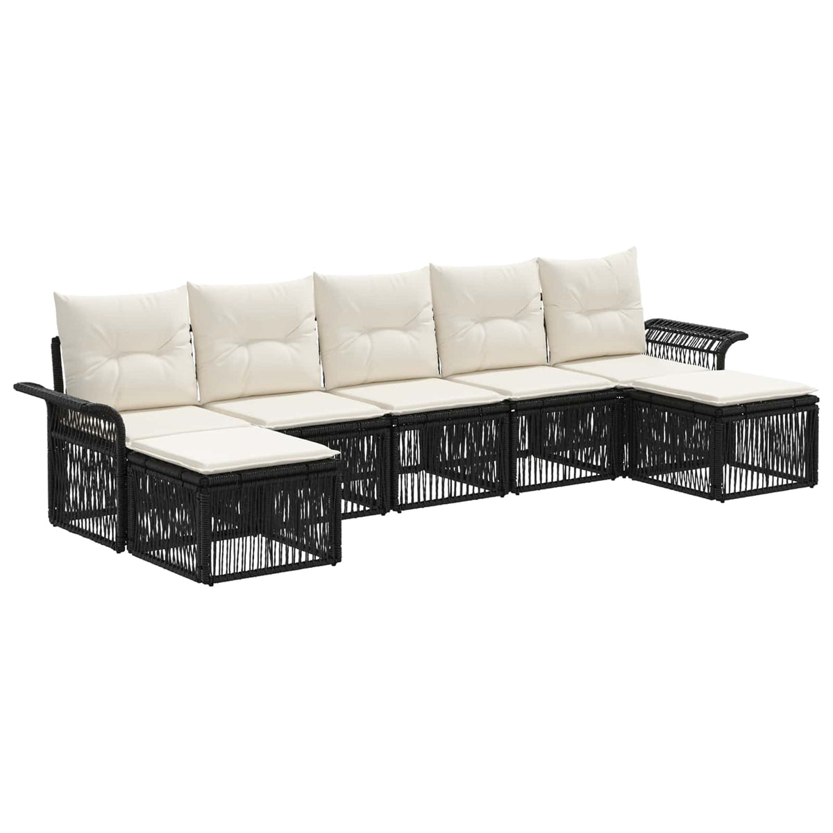 Sjedeća garnitura za vrt 7 kom. Crna poliratan 70.5 x 62 x 70 cm