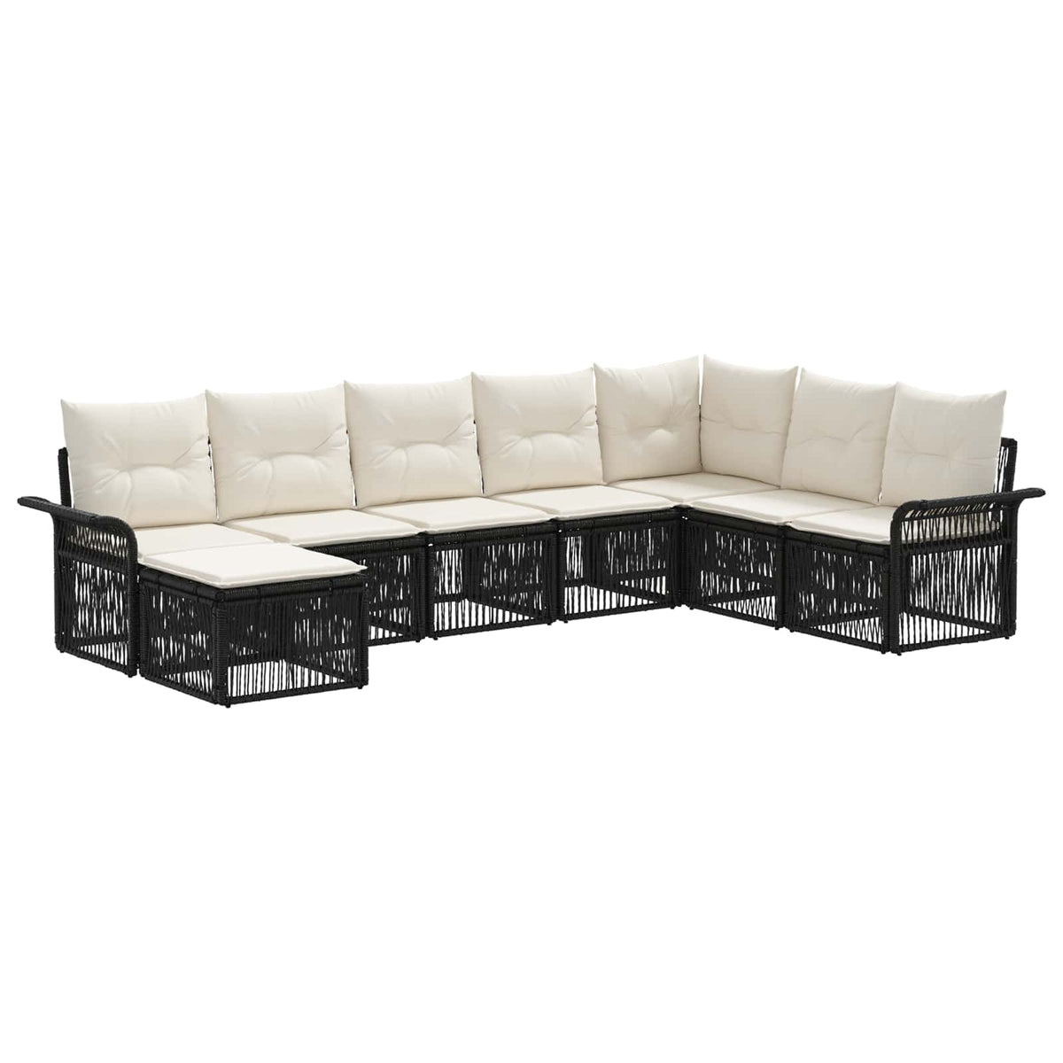 Sjedeća garnitura za vrt 8 kom. Crna poliratan 70.5 x 62 x 70 cm