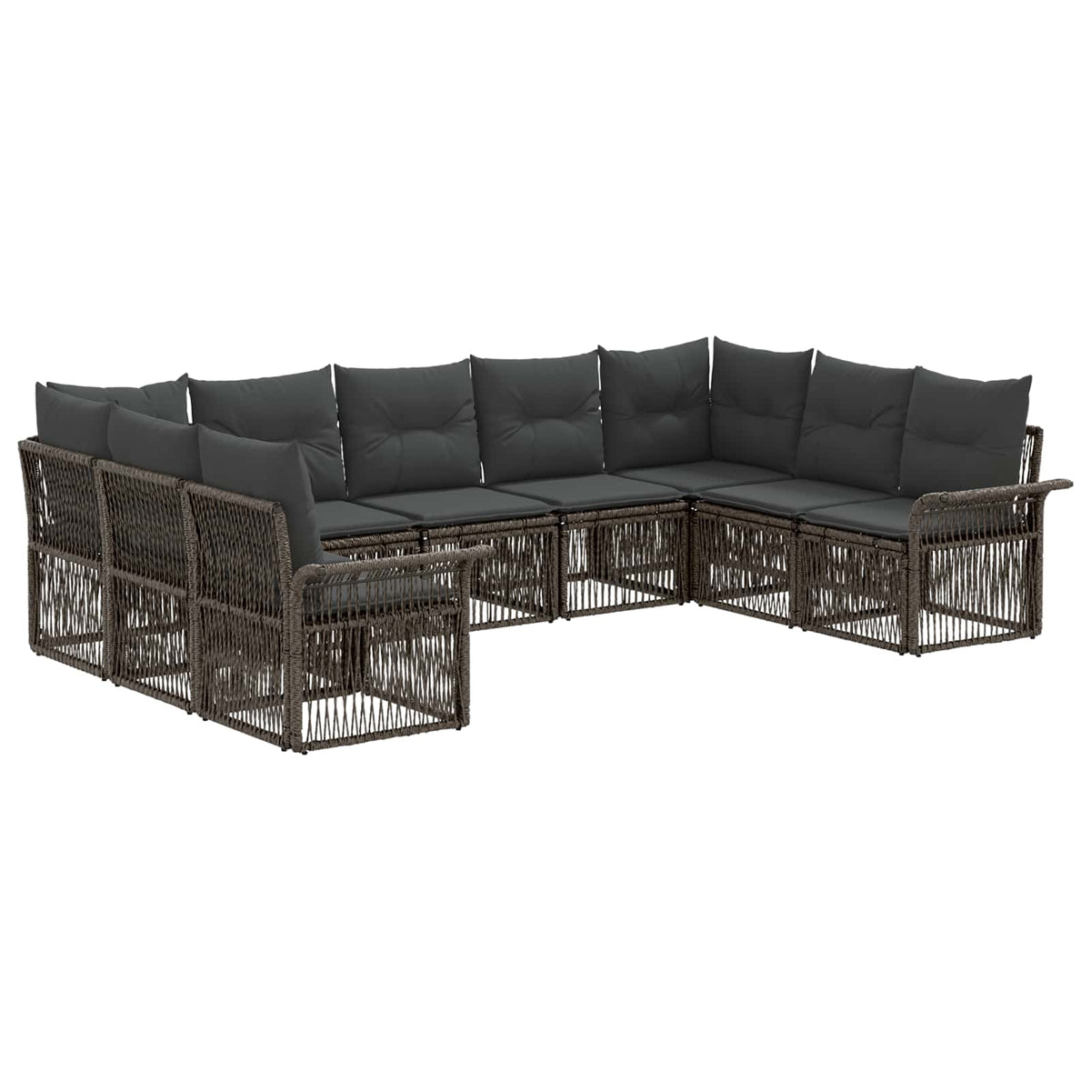Sjedeća garnitura za vrt 9 kom. Siva poliratan 70.5 x 62 x 70 cm