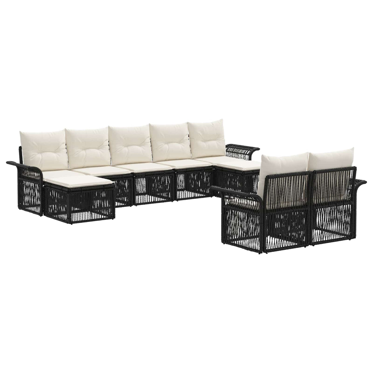 Sjedeća garnitura za vrt 9 kom. Crna poliratan 70.5 x 62 x 70 cm