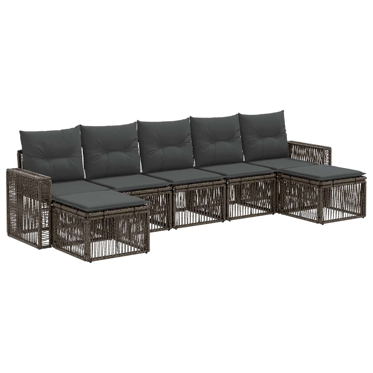 Sjedeća garnitura za vrt 7 kom. Siva i tamno siva poliratan 65,5 x 62 x 70 cm