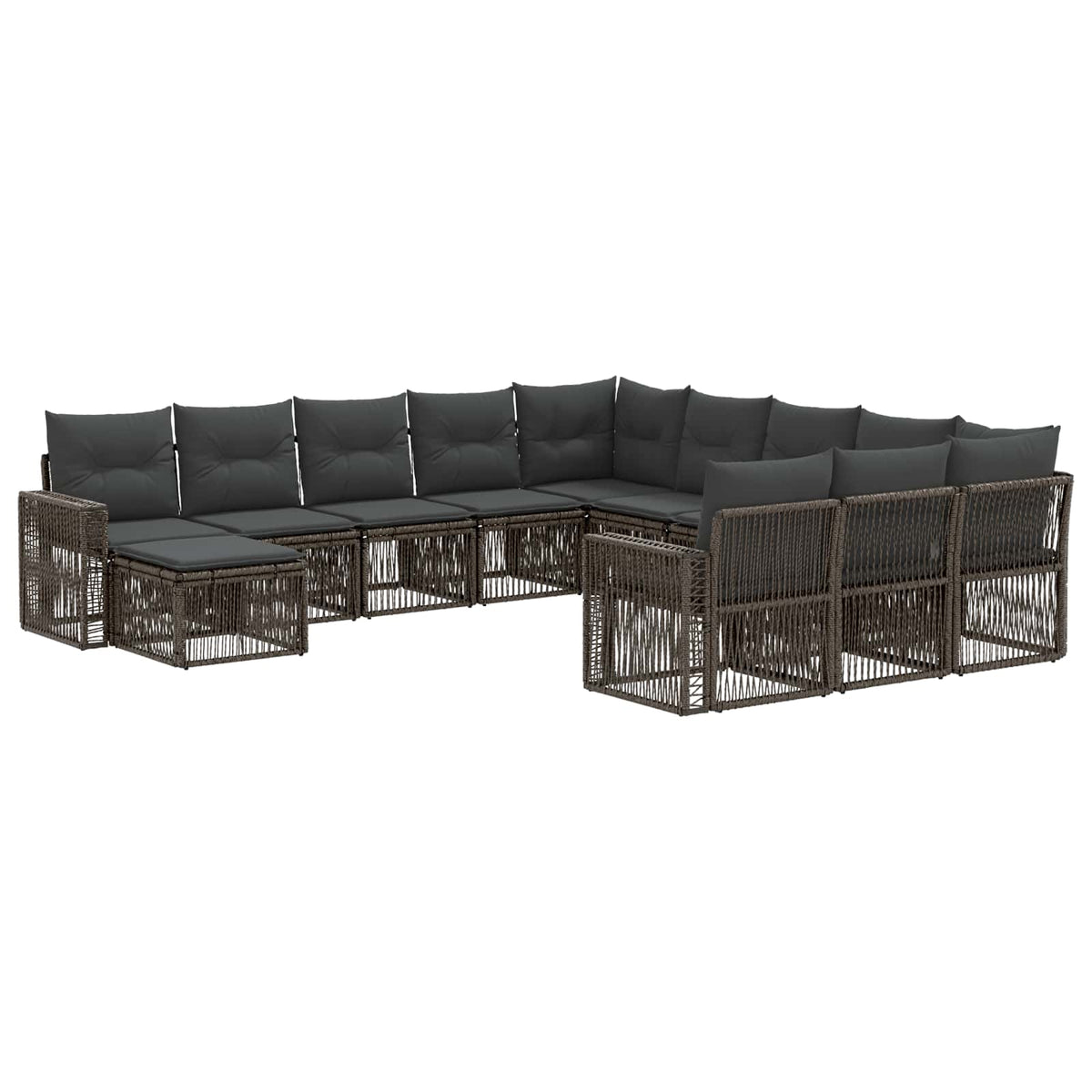 Sjedeća garnitura za vrt 12 kom. Siva i tamno siva poliratan 65,5 x 62 x 70 cm